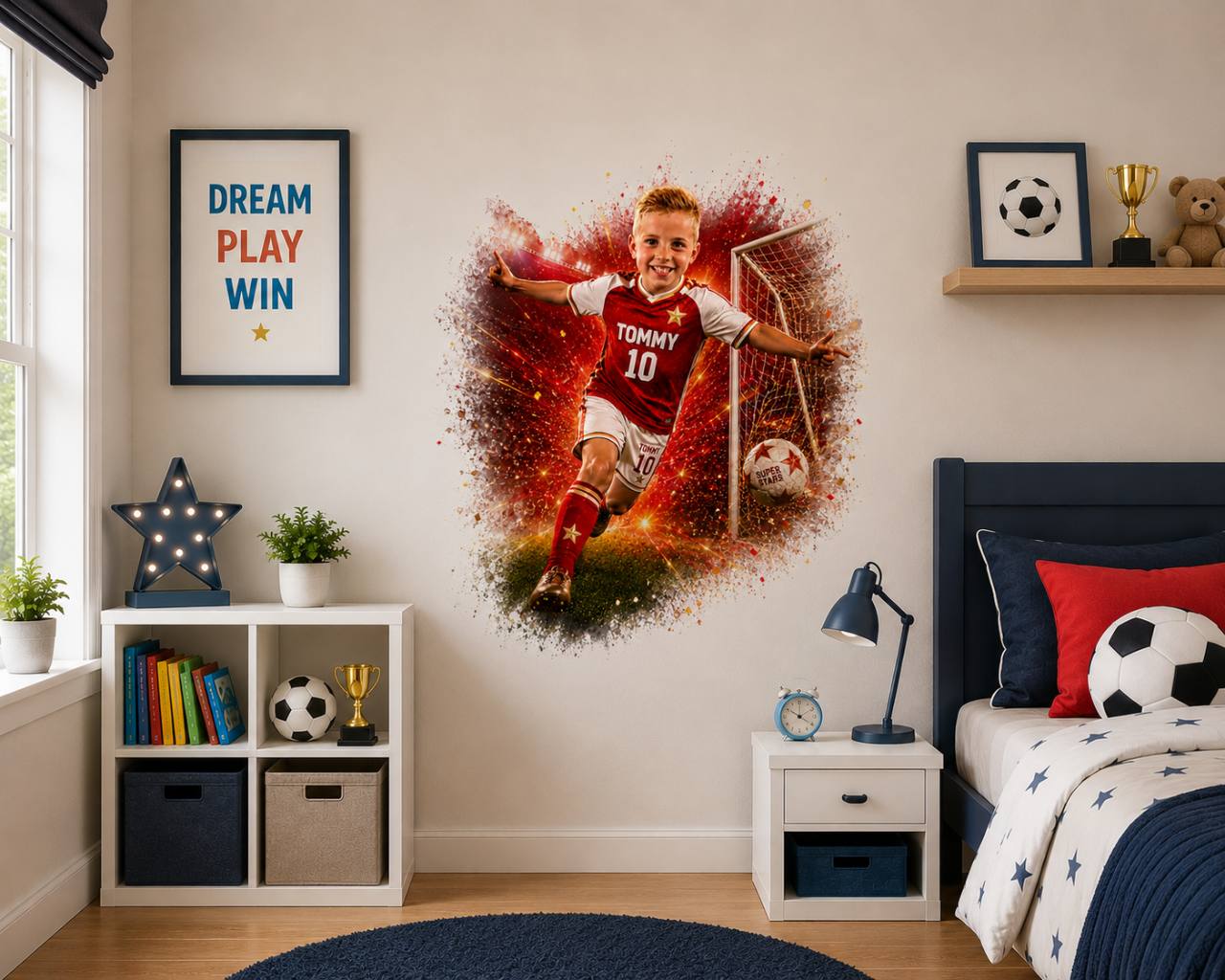 A3 wall print shown on a bedroom wall