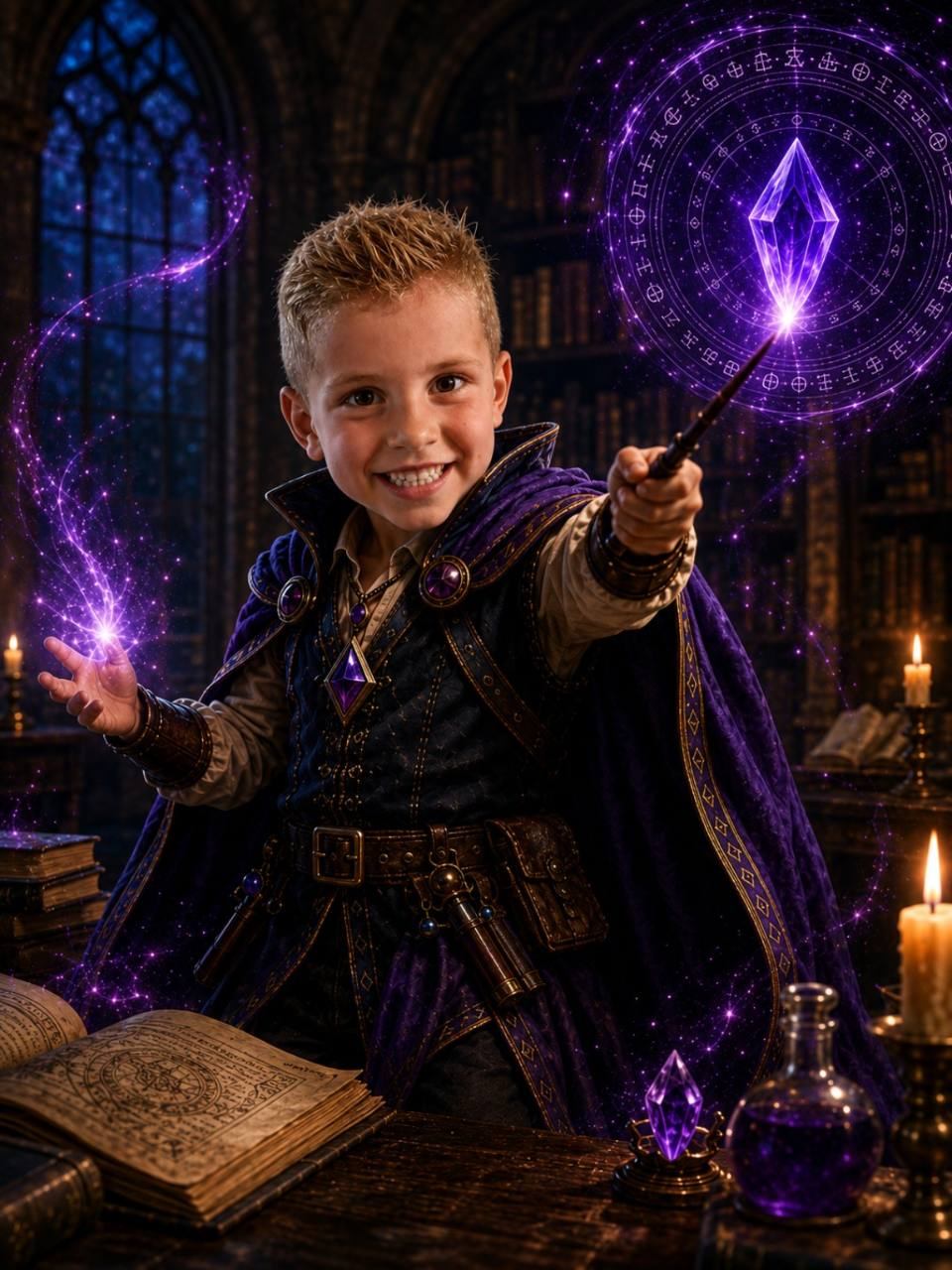 Tommy as a magical SuperStars wizard